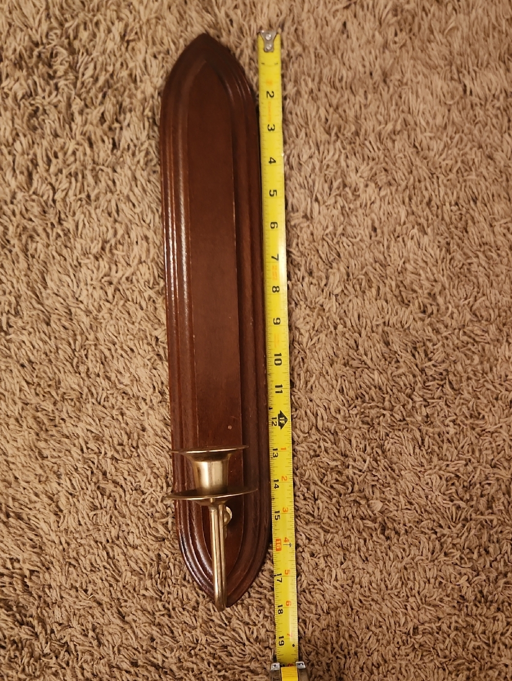 Vintage 18-Inch Wood and Brass Wall Sconce – MCM Colonial Decor Made in USA